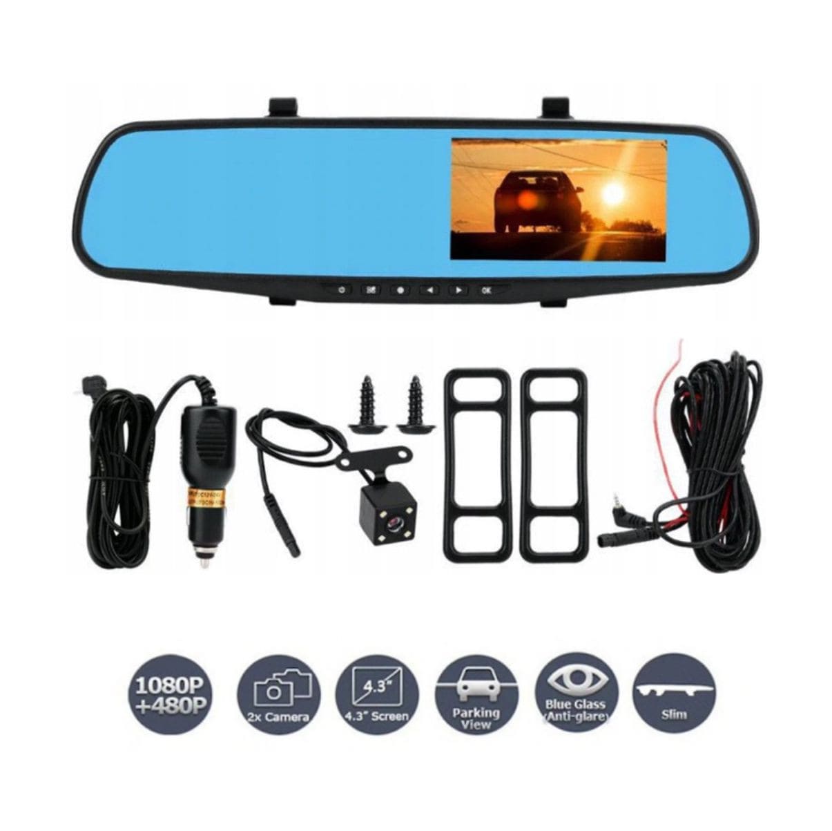Espejo Retrovisor Con Doble Cámara DVR