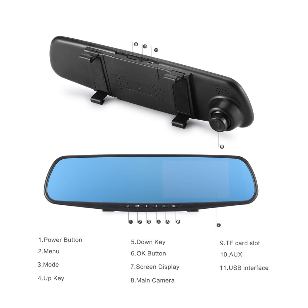 Espejo Retrovisor Con Doble Cámara DVR
